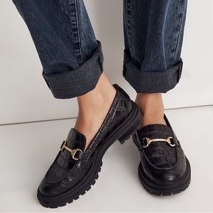 Madewell Bradley Hardware Lugsole Loafer in Croc Embossed Leather